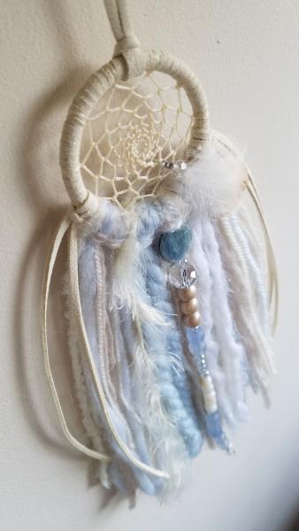 sky blue + cream + crystals + Blue Kyanite dream catcher (sku127) picture