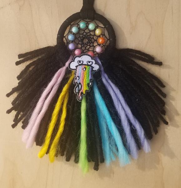 black + rainbow + grumpy cloud small "shortie" dream catcher (sku520, 521, 522) picture