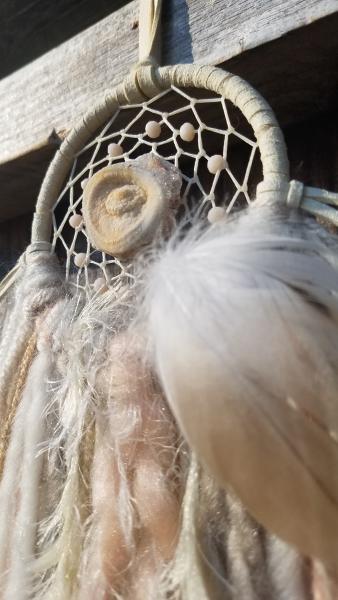 peach + cream + natural Druzy Crystal dream catcher (sku 337) picture