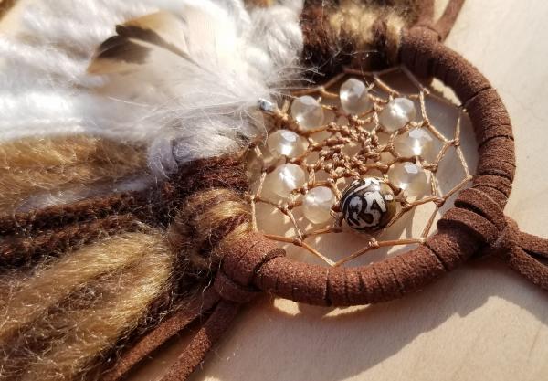 blue + cream + tan + brown "shortie" dream catcher (sku327) picture