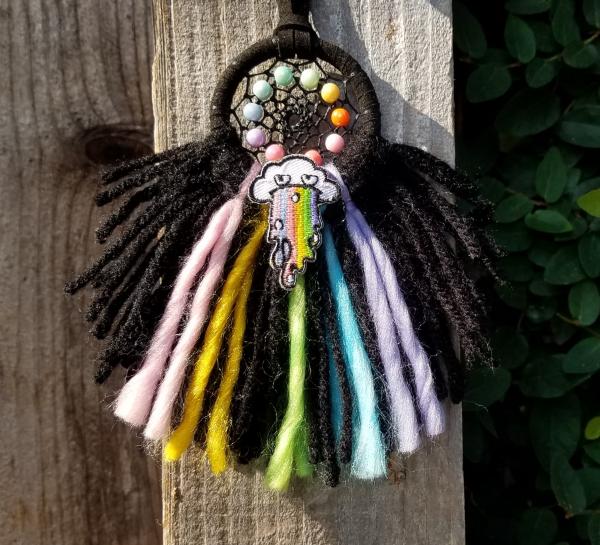 black + rainbow + grumpy cloud small "shortie" dream catcher (sku520, 521, 522) picture