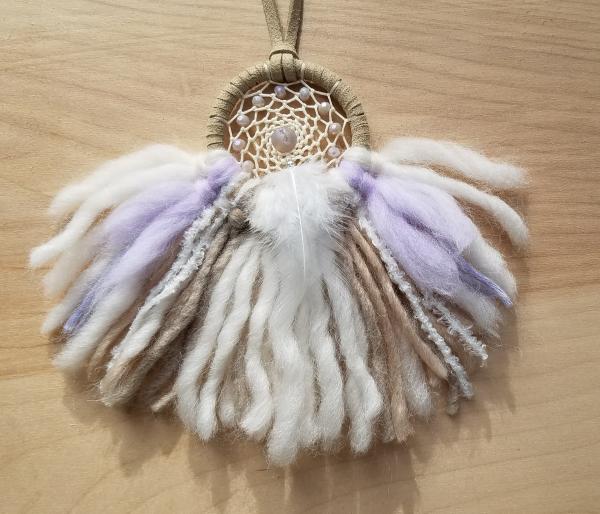 lavender + cream + beige "shortie" dream catcher (sku421) picture