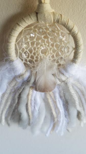 white + cream + crystals "shortie" dream catcher (sku424) picture