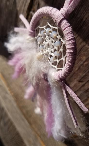 pink + purple + white small "shortie" dream catcher (sku316) picture