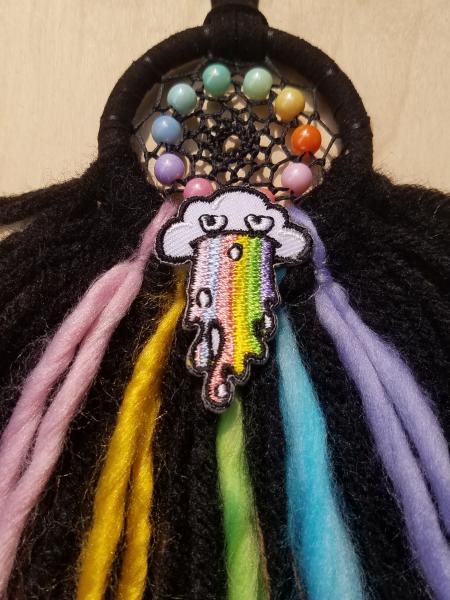 black + rainbow + grumpy cloud small "shortie" dream catcher (sku520, 521, 522) picture