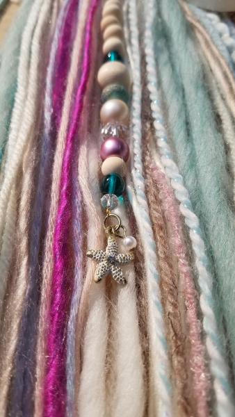 coral + teal + Mermaid dream catcher with crystals (sku507) picture