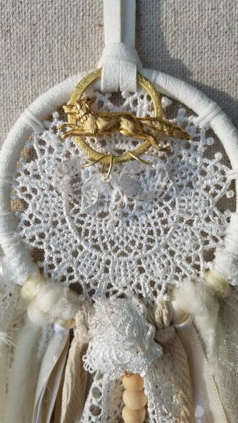 white lace + gold fox + genuine crystals dream catcher (sku531, 532) picture