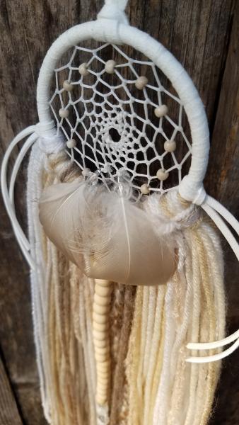 white + cream + brown + tan with genuine crystals dream catcher (sku519) picture