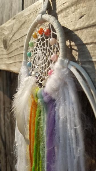 rainbow + white + genuine crystals dream catcher (sku506) picture