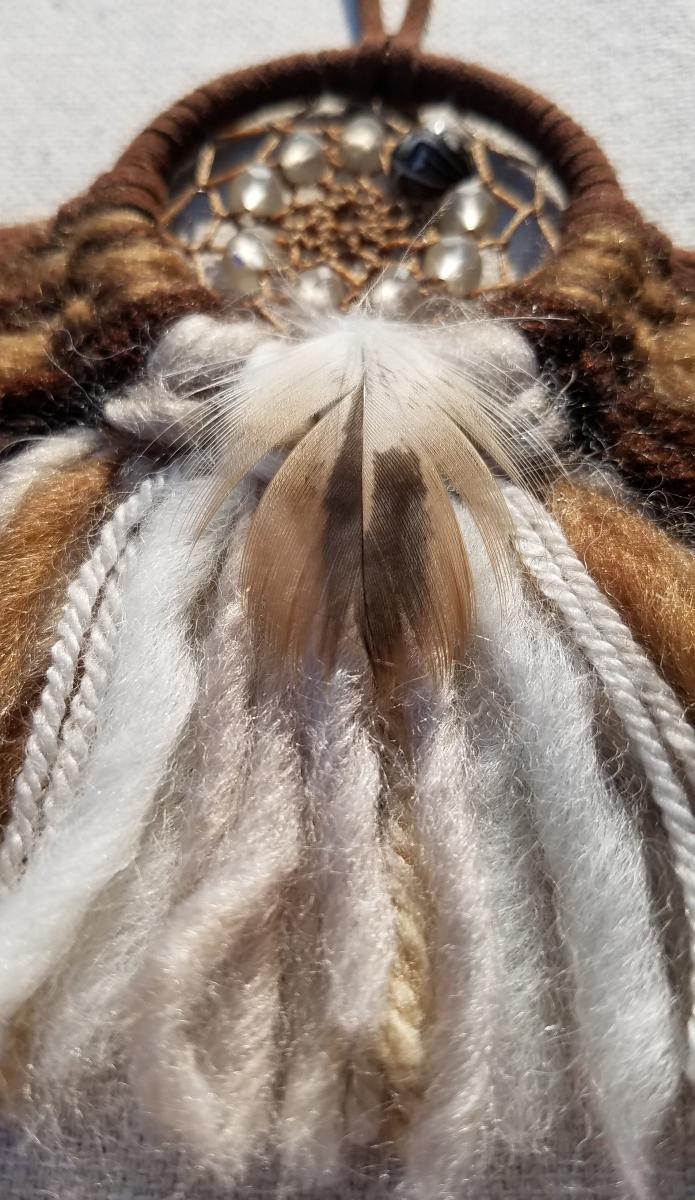 blue + cream + tan + brown "shortie" dream catcher (sku327) picture