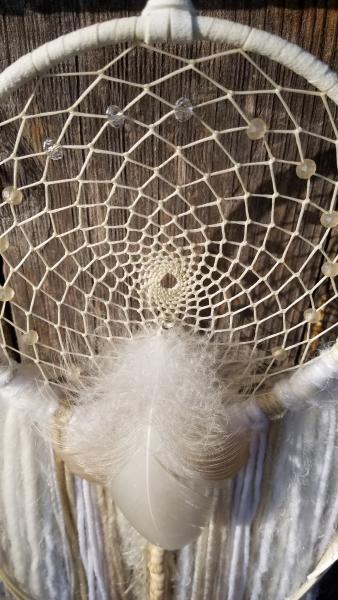 white + cream + genuine crystals medium dream catcher (sku528) picture