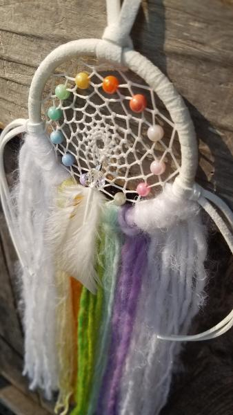 rainbow + white + genuine crystals dream catcher (sku506) picture