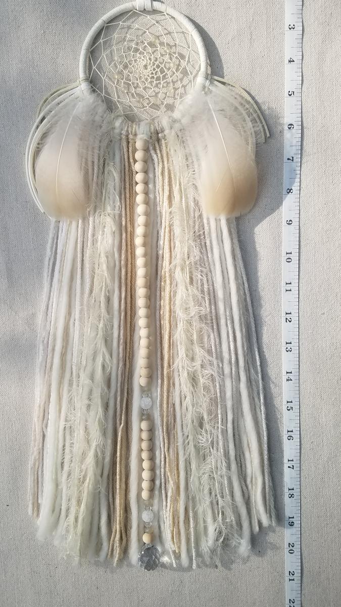 cream + genuine crystals dream catcher (sku526) picture