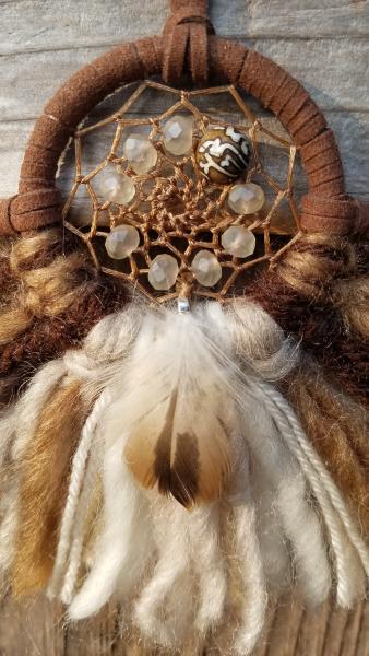 blue + cream + tan + brown "shortie" dream catcher (sku327) picture