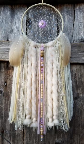 cream + pink + Czech glass large dream catcher (sku527) picture