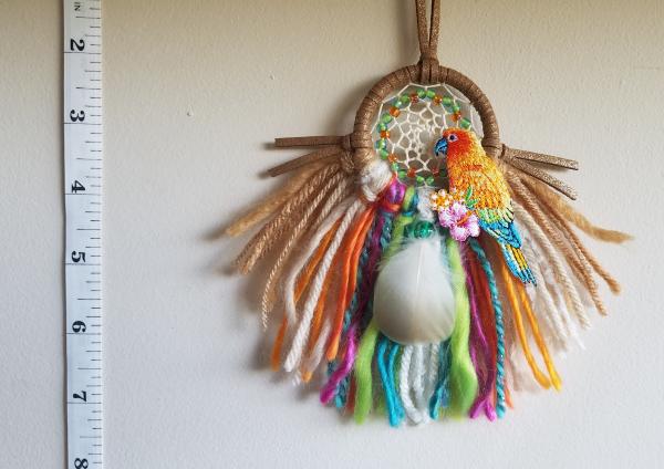 colorful tropical + parrot small "shortie" dream catcher (sku499) picture