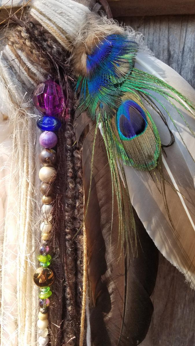 peacock feathers + Abalone + purple + EXTRA large dream catcher (sku204) picture