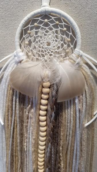 white + cream + brown + tan with genuine crystals dream catcher (sku519) picture