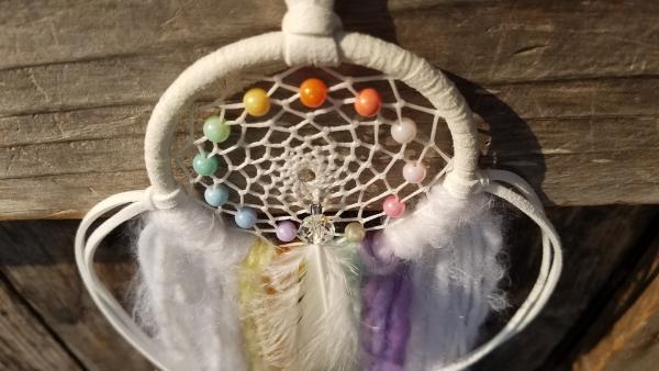 rainbow + white + genuine crystals dream catcher (sku506) picture