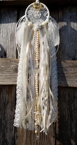 white lace + gold fox + genuine crystals dream catcher (sku531, 532) picture