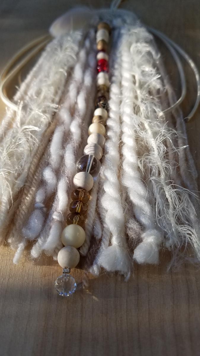 cream + red + Buddhist Mala dream catcher (sku141) picture
