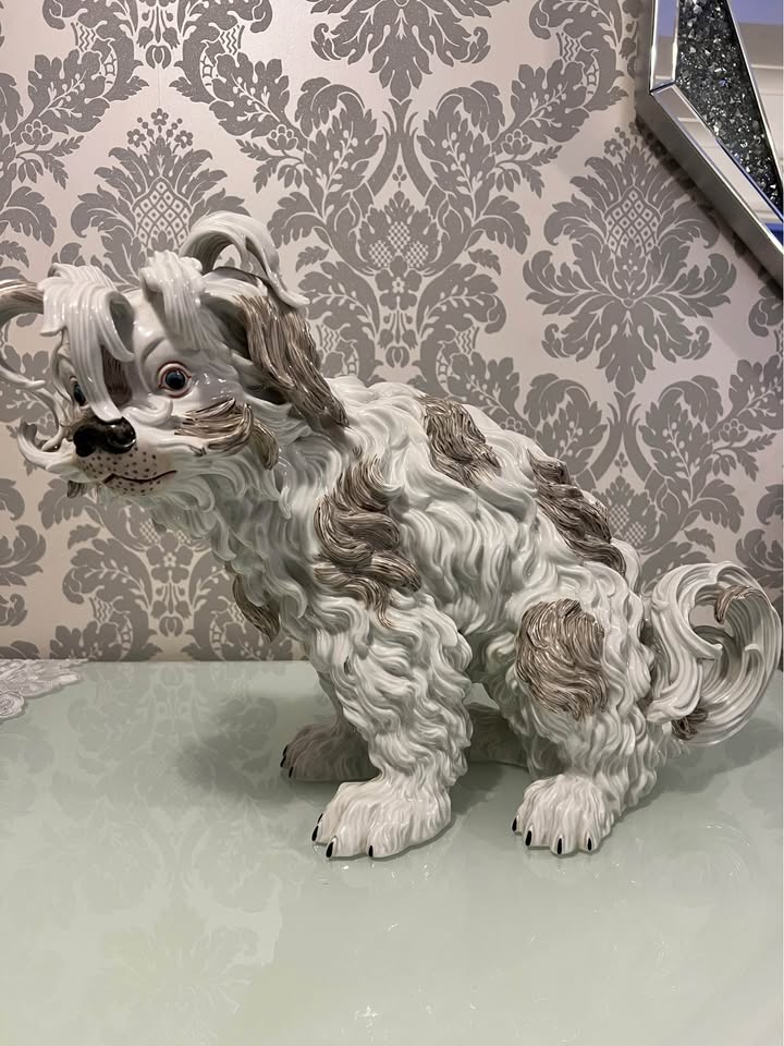 Porcelain Figurine Model Of Bolognese Dog picture