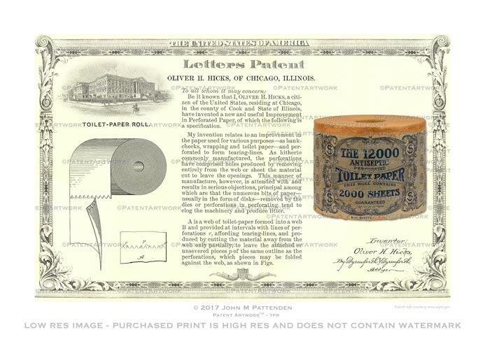 Toilet Paper Roll - Hicks 1889 picture