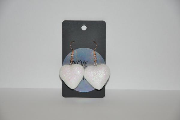 White Iridescent Heart Earrings picture