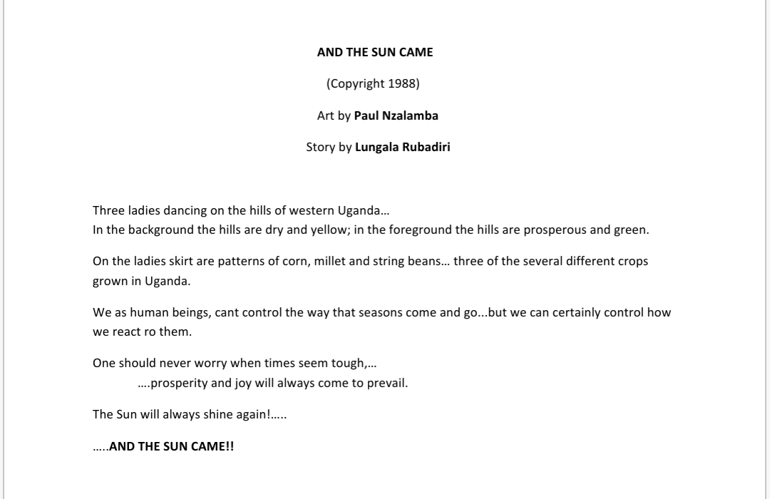 AND THE SUN CAME picture