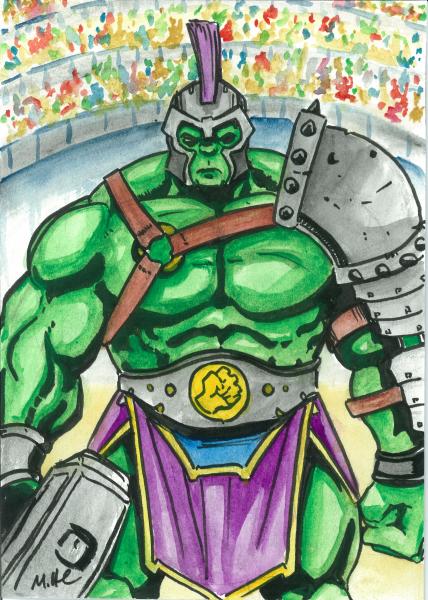 5x7 water color. Gladiator Hulk