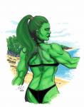 11x14 She Hulk at the beach