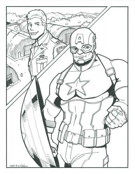 8.5x11 Captain America line art picture