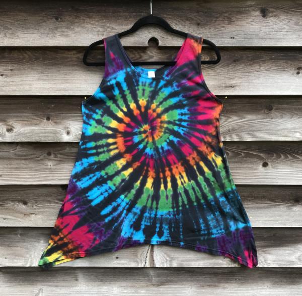 SIZE LARGE Rainbow and Black Spiral Asymmetrical Tank Tunic picture