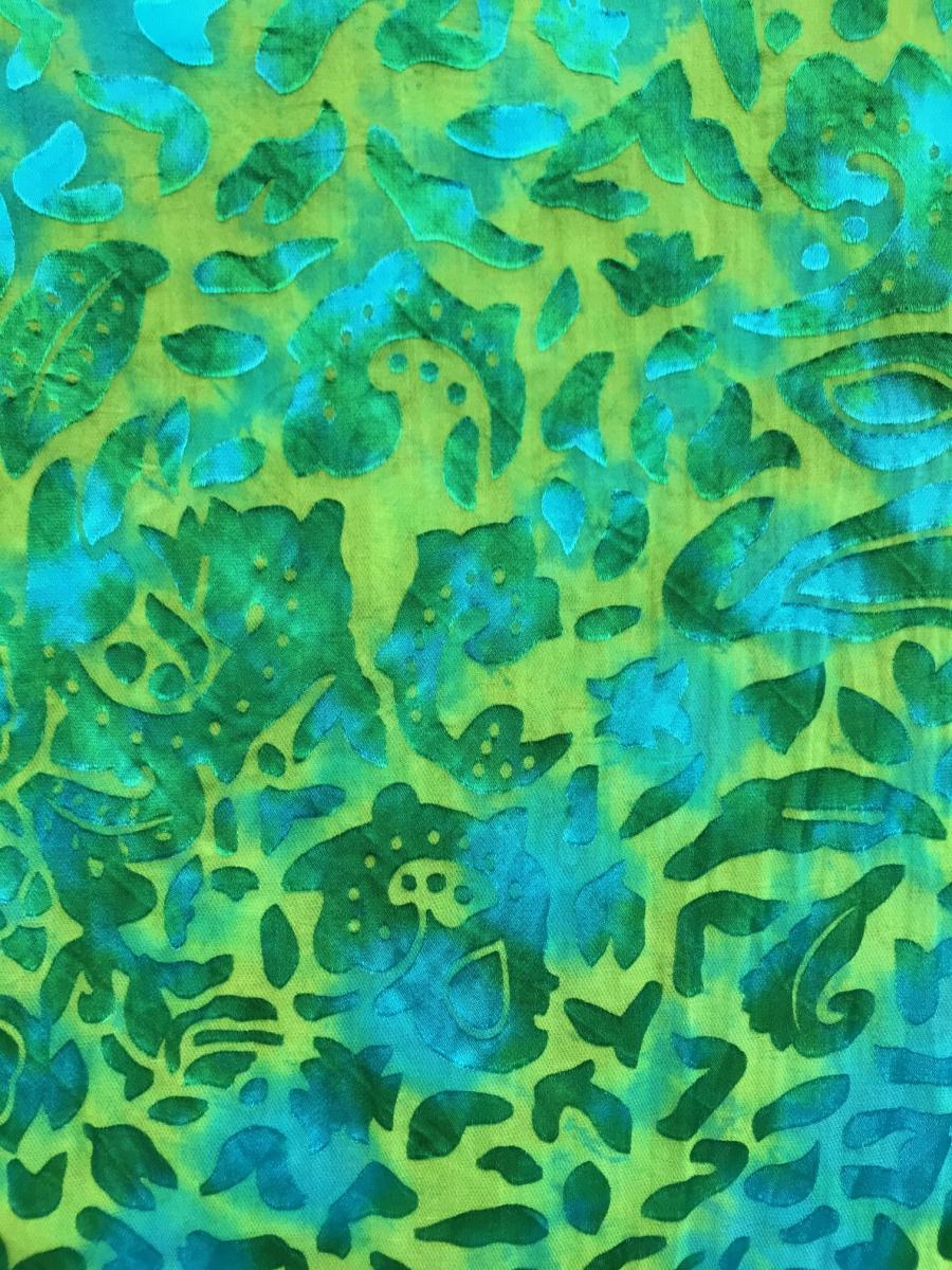 Large Floral Etched Turquoise and Green Accordion Devore Scarf picture