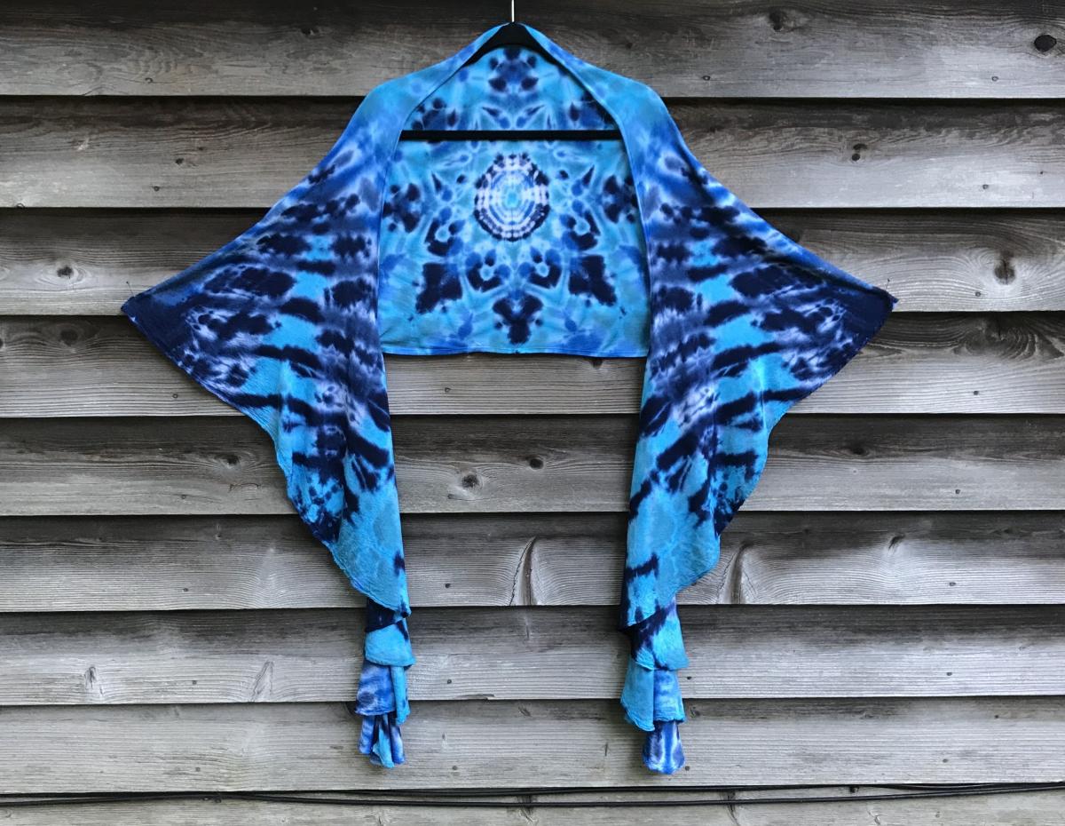 Multi-Blue Mandala Light Rayon Spiral Shawl picture