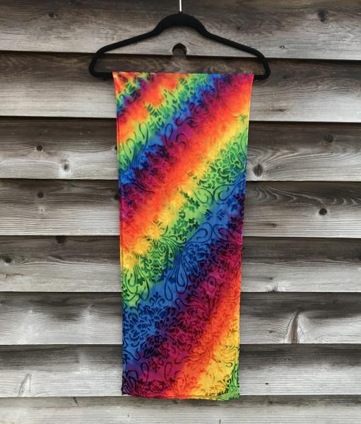 LARGE Art Nouveau Etched Rainbow Accordion Devore Scarf picture