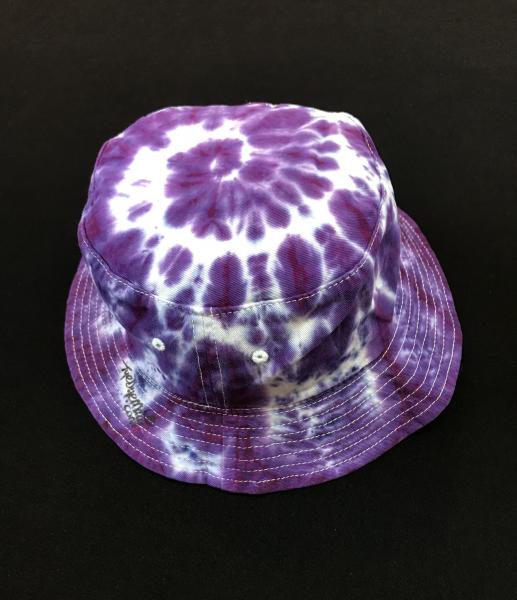 SIZE ADULT Purple and White Spiral Cotton Bucket Hat picture