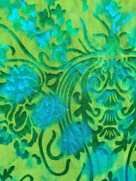 LARGE Art Nouveau Etched Turquoise and Green Accordion Devore Scarf picture