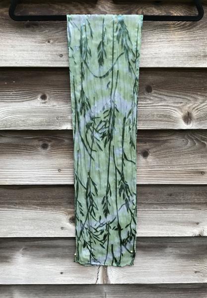 Small Bamboo Etched Sage And Grey Devore Scarf