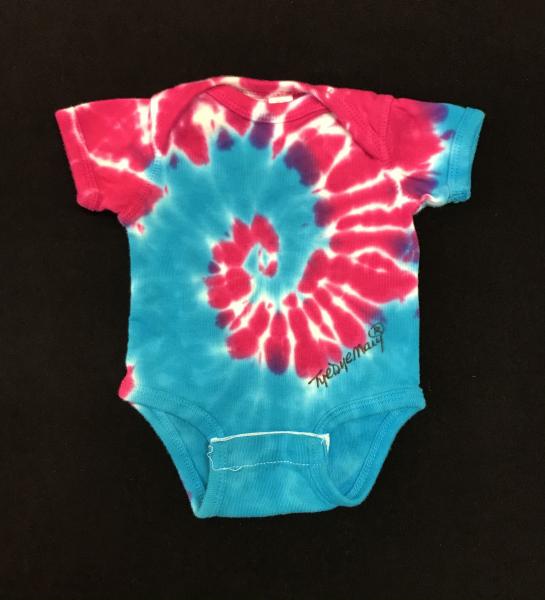 SIZE Newborn Rose and Turquoise Spiral Baby Onesie picture