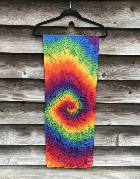 Large Dots Etched Rainbow Spiral Devore Scarf
