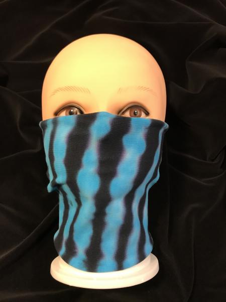 Turquoise and Black Strata/Solid Black 2 Piece Tie-On Mask