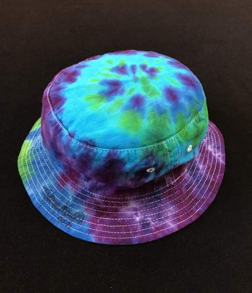 SIZE ADULT Blues and Purple Spiral Cotton Bucket Hat picture