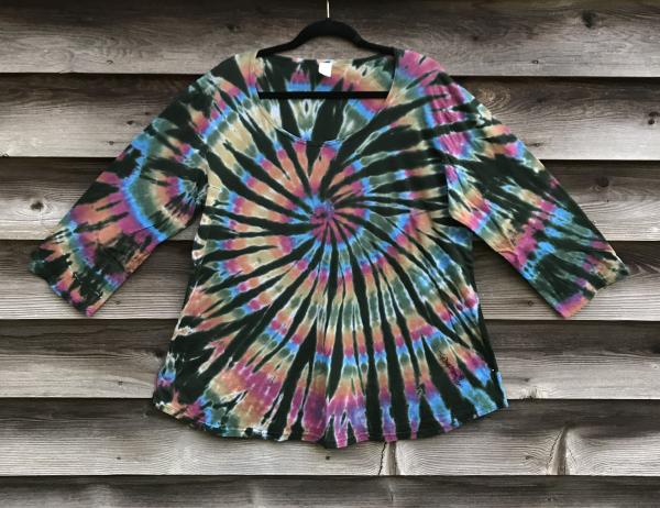 SIZE 2XL Deep Vincent Monet Spiral 3-Quarter Sleeve Scoop Top picture