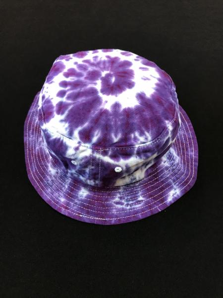 SIZE ADULT Purple and White Spiral Cotton Bucket Hat picture