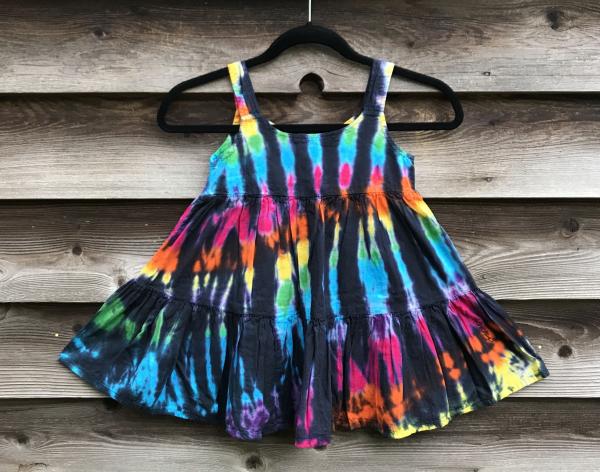 SIZE 4 Rainbow and Black Strata Girl's Gauzy Garden Dress picture