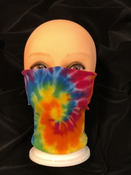 Rainbow Spiral/Solid Blue 2 Piece Tie-On Mask picture