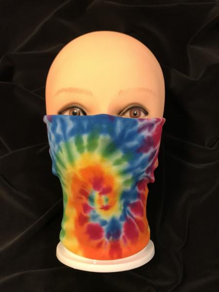 Rainbow Spiral/Solid Blue 2 Piece Tie-On Mask picture