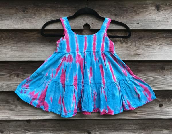 SIZE 2 Turquoise and Pink Strata Girl's Gauzy Garden Dress picture