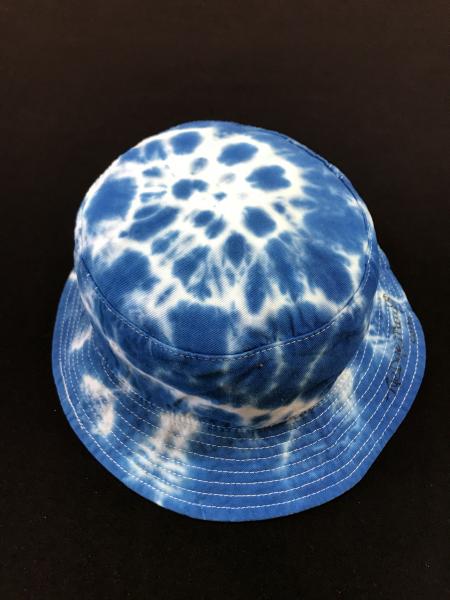 SIZE ADULT Blue and White Spiral Cotton Bucket Hat picture